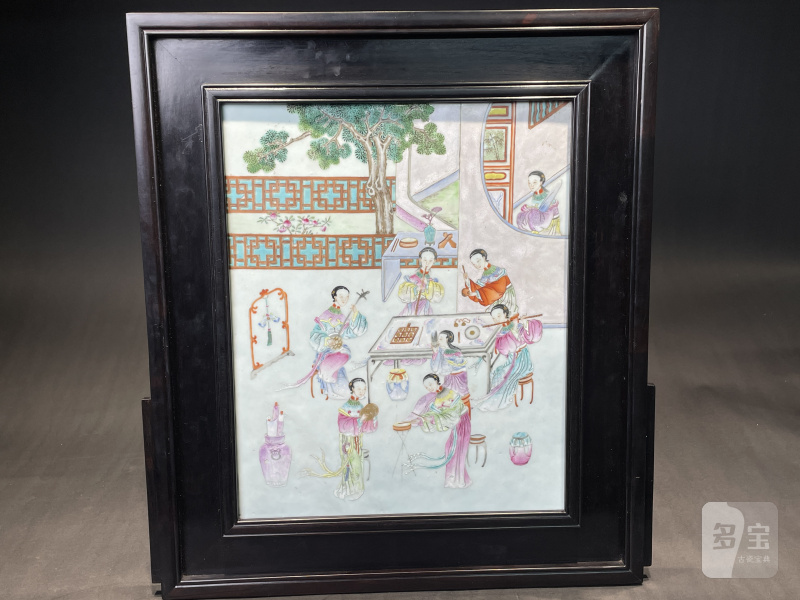 清乾隆 粉彩金线池人物故事图插屏 - 图2